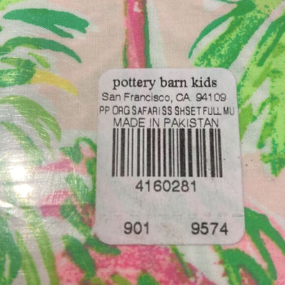 NWT Lilly Pulitzer Full Sheet Set-Organic-Print In On Parade Pottery Barn kids - Picture 7 of 12